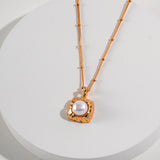 Natural pearl necklace with moon elements