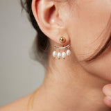 Natural rice-grain pearl earrings