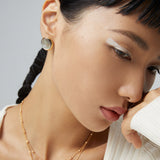 Pure silver black shell earrings