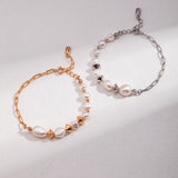 Natural potato Baroque Pearl series pure silver pearl bracelet