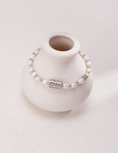 Vintage pure silver pearl bracelet