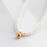Small golden ball pearl necklace