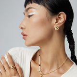 Adjustable Star & Moon Necklace - 925 Silver w/ Pearl & Onyx (White/Vintage Gold-Tone)