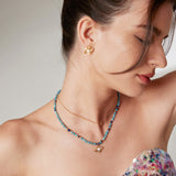 Adjustable Amazonite & Pearl Necklace - Gold-Tone 925 Silver