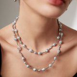 Luxury Akoya Pearl Necklace - Authentic "Shinadama" Grey (90cm, 5-8.5mm)