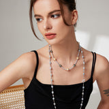 Luxury Akoya Pearl Necklace - Authentic "Shinadama" Grey (90cm, 5-8.5mm)