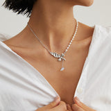 Adjustable Butterfly Pearl Necklace - 925 Silver