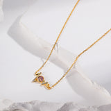 K Gold Tone Solid Silver Love Necklace & Earrings Set - Minimalist Elegance