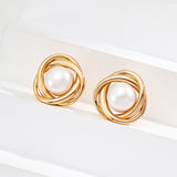 925 Silver Pearl Earrings - Gold/Silver-Tone (9mm Pearl)