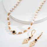 Adjustable Tiger's Eye & Pearl Necklace - 925 Silver