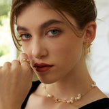 Vintage Gold-Tone Zircon Stud Earrings - 925 Silver