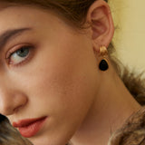 Onyx Drop Earrings - Vintage Gold 925 Silver