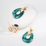 Gold-Tone Zircon & Agate Earrings - 925 Silver (3.5cm Drop)
