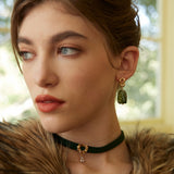 Gold-Tone Amber Statement Earrings - 925 Silver (4cm)