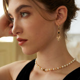 Vintage Gold Tiger's Eye Earrings - 925 Silver (5cm Drop)