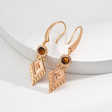 Vintage Gold Tiger's Eye Earrings - 925 Silver (5cm Drop)