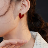Chinese Red Enamel Love Knot Earrings - Gold-Tone 925 Silver