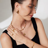 Tiger's Eye Adjustable Ring - Gold-Tone 925 Silver (Size 11-15)