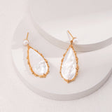 Oceanic Pearl & Shell Earrings - Gold-Tone 925 Silver (4.5cm)