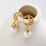 Moonlight Pearl Drop Earrings - Gold-Tone 925 Silver