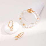 Twisted Pearl Drop Earrings Gold Tone 925 Silver
