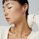 Crescent Moon Lapis Earrings - Gold-Tone 925 Silver