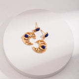Crescent Moon Lapis Earrings - Gold-Tone 925 Silver