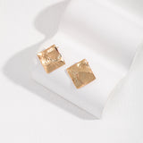 24×24mm Square Stud Earrings - Gold-Tone 925 Silver