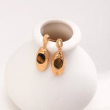 Middle Eastern Style Earrings - Gold-Tone 925 Silver (Caramel & Brass)
