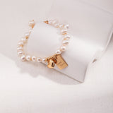 Adjustable Lucky Charm Pearl Bracelet - 925 Silver (Silver/Gold-Tone)