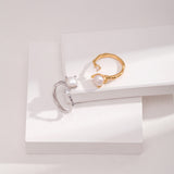 Moon & Stars Pearl Ring - Adjustable 925 Silver (Silver/Gold-Tone)