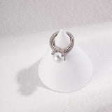 Adjustable Shell Pearl Ring - 925 Sterling Silver (Silver Tone / Gold Tone)