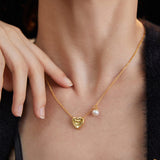 Reversible Pearl Love Set - 925 Silver (Gold/Silver Tone)