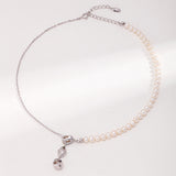 Double-Side Pearl Pendant Set - 925 Silver (Silver/Gold Tone)