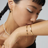 Tiger Eye Earrings & Necklace Set - 925 Silver (Gold Tone)