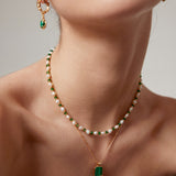 Malachite Drop Earrings & Adjustable Ring Set - Gold-Tone 925 Silver