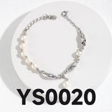 Adjustable Ribbon Pearl Jewelry Set - Necklace, Bracelet & Earrings (Silver-Tone/Gold-Tone)