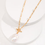 Baroque Pearl Shell Jewelry Set - Necklace & Earrings (Gold-Tone 925 Silver)