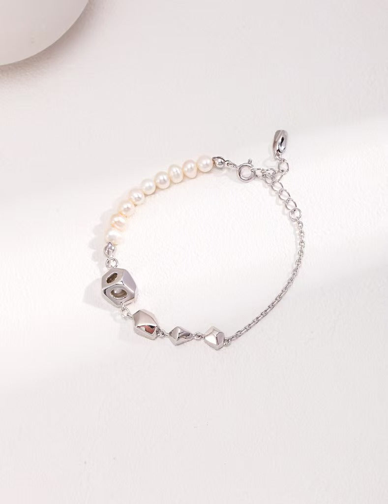 Double-Side Pearl Pendant Set - 925 Silver (Silver/Gold Tone)