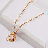 Natural pearl necklace with moon elements