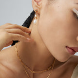 Natural pearl necklace with moon elements