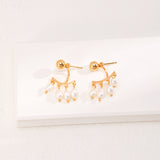 Natural rice-grain pearl earrings