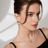 Natural rice-grain pearl earrings