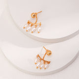 Natural rice-grain pearl earrings