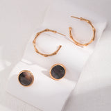 Pure silver black shell earrings