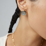 Pure silver black shell earrings