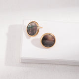 Pure silver black shell earrings