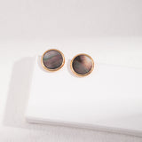 Pure silver black shell earrings