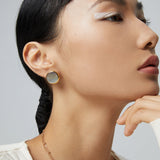Pure silver black shell earrings