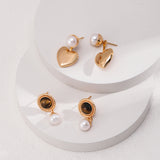 Pure silver tiger's eye pearl earrings